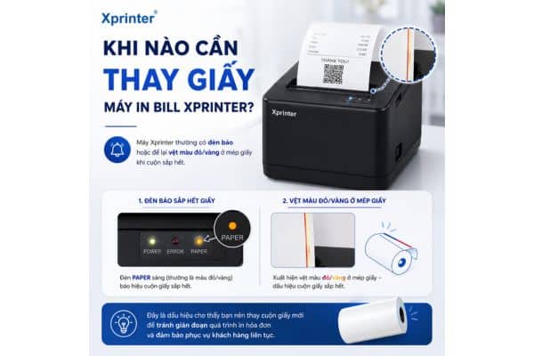 Khi nào cần thay giấy máy in bill Xprinter?