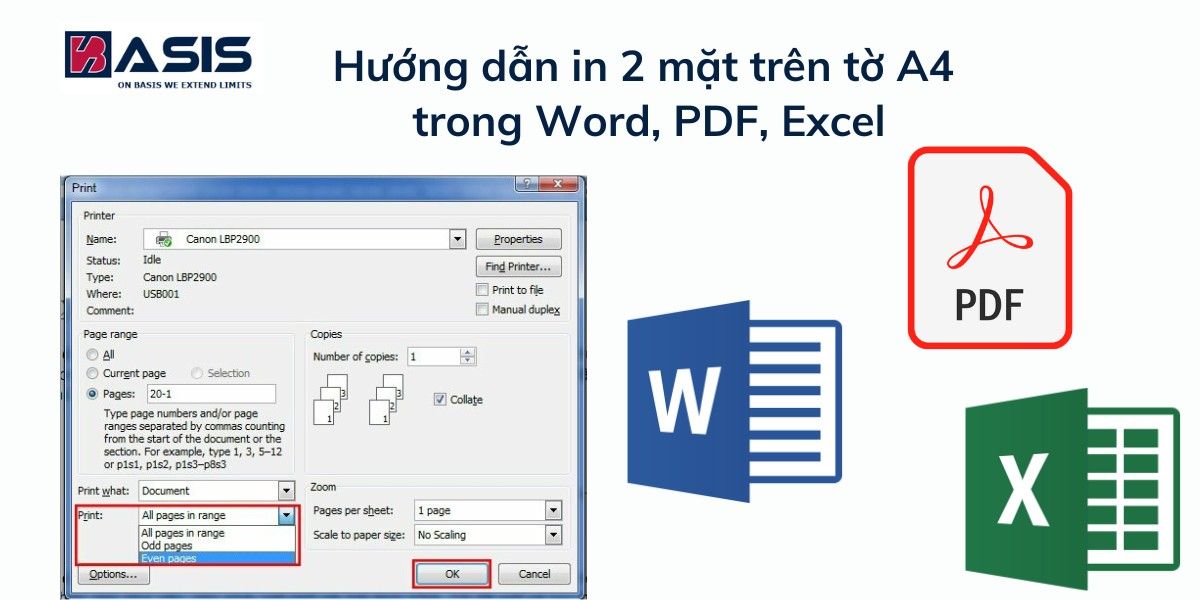 Hướng dẫn in 2 mặt trên tờ A4 trong Word, PDF, Excel