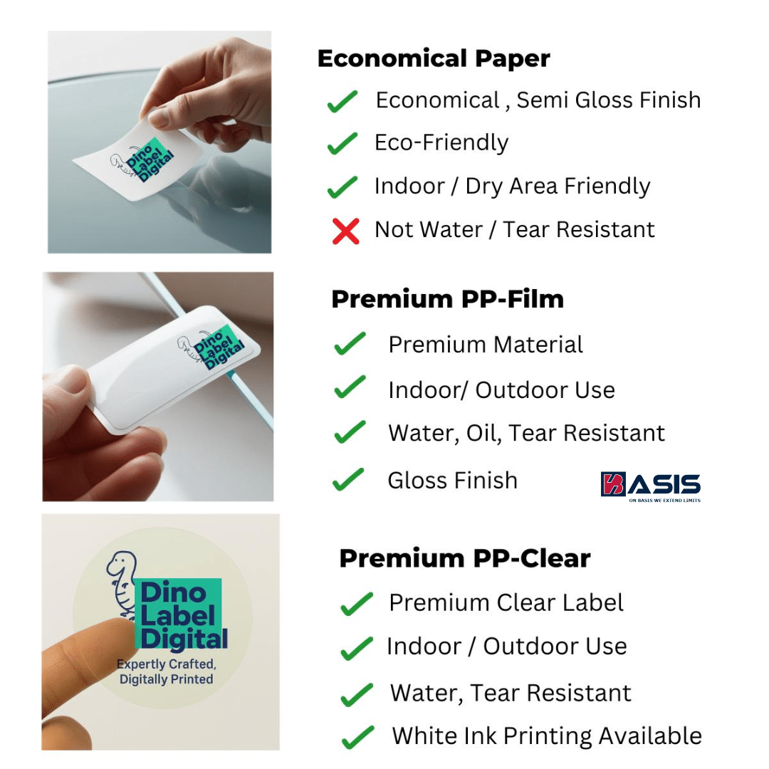 So sánh vật liệu Nhãn Decal PP Trắng Bóng